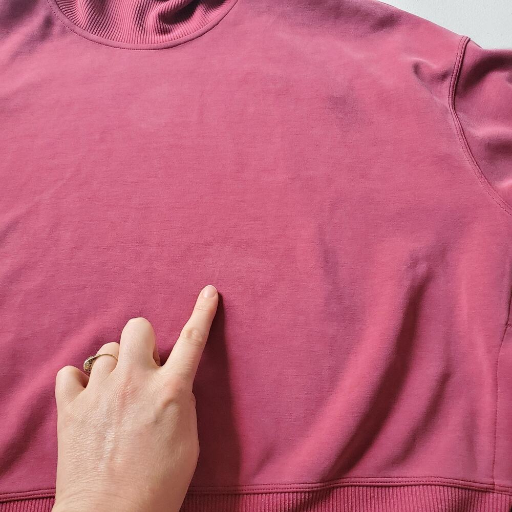 Lululemon Sweatshirt Womens 4 Pink Turtleneck Oversized Pullover Fleece Yoga - Picture 6 of 10